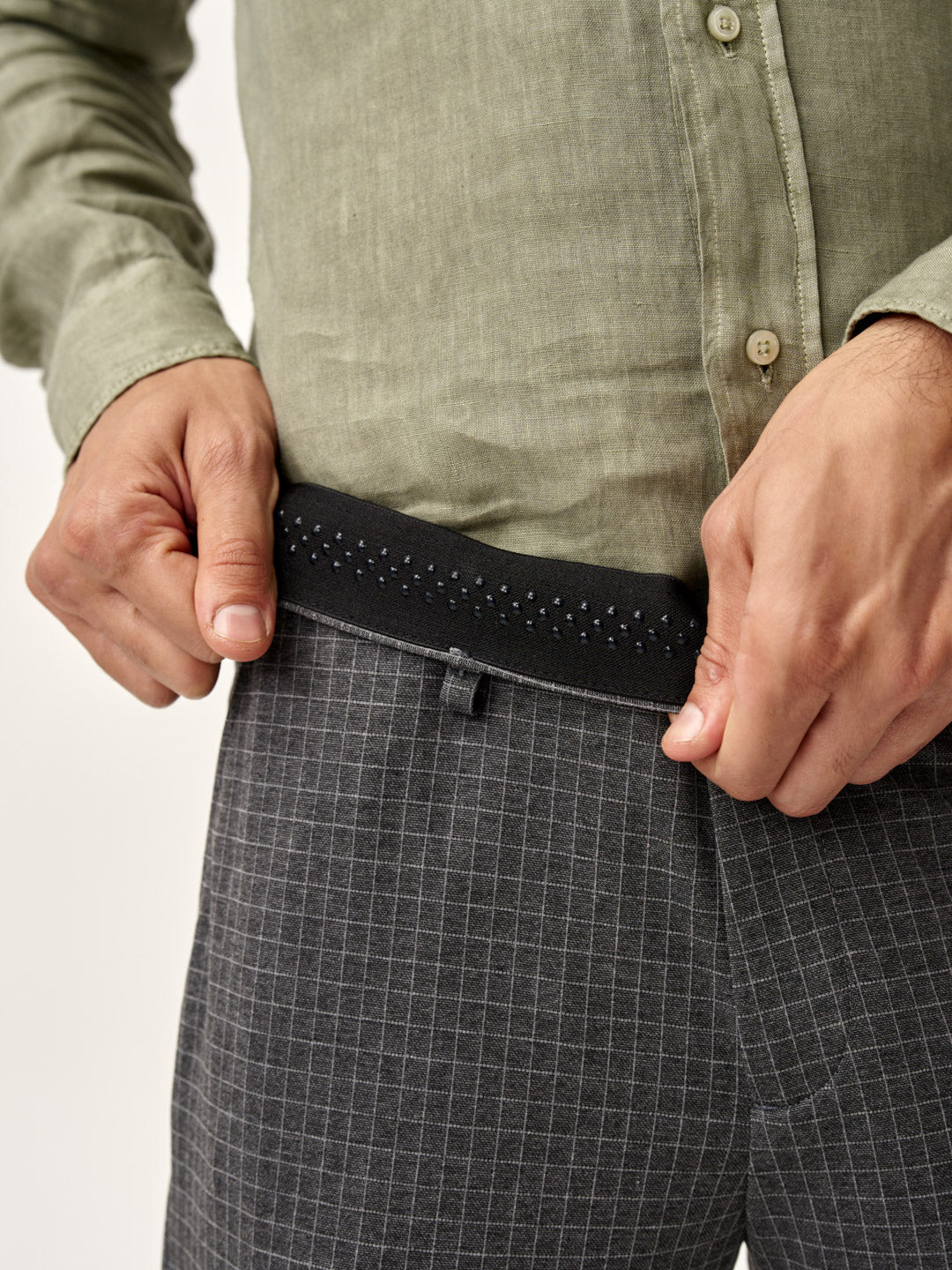 Grey Checks Plus Size Power-Stretch Pants