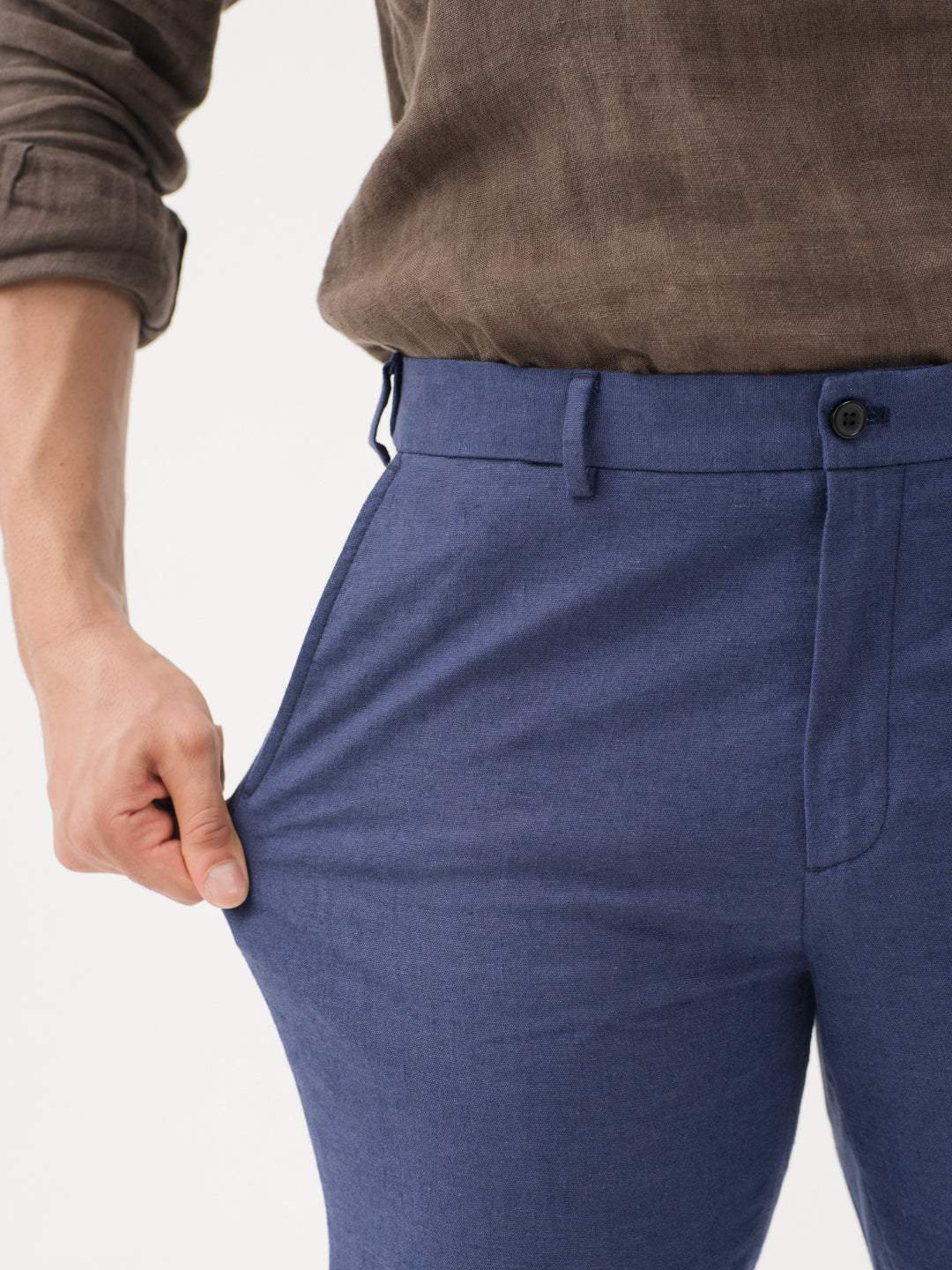 Havenloop Navy Linen Sorona Pants