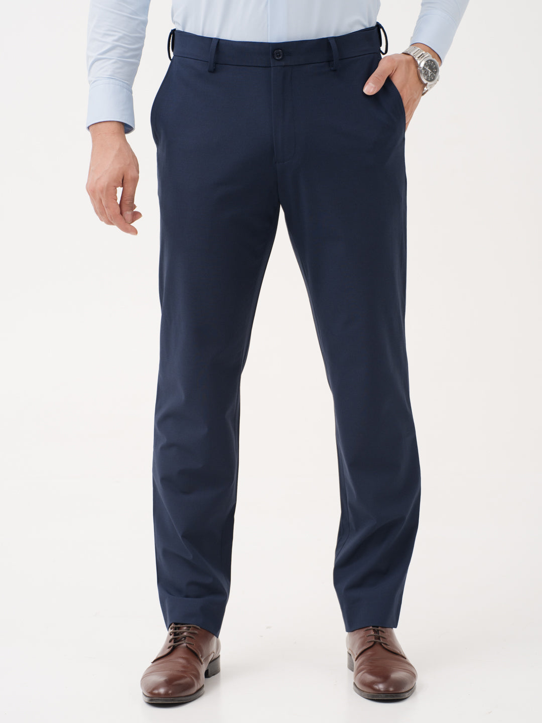 Daily Navy Relaxed Fit Stretch Formal Pants