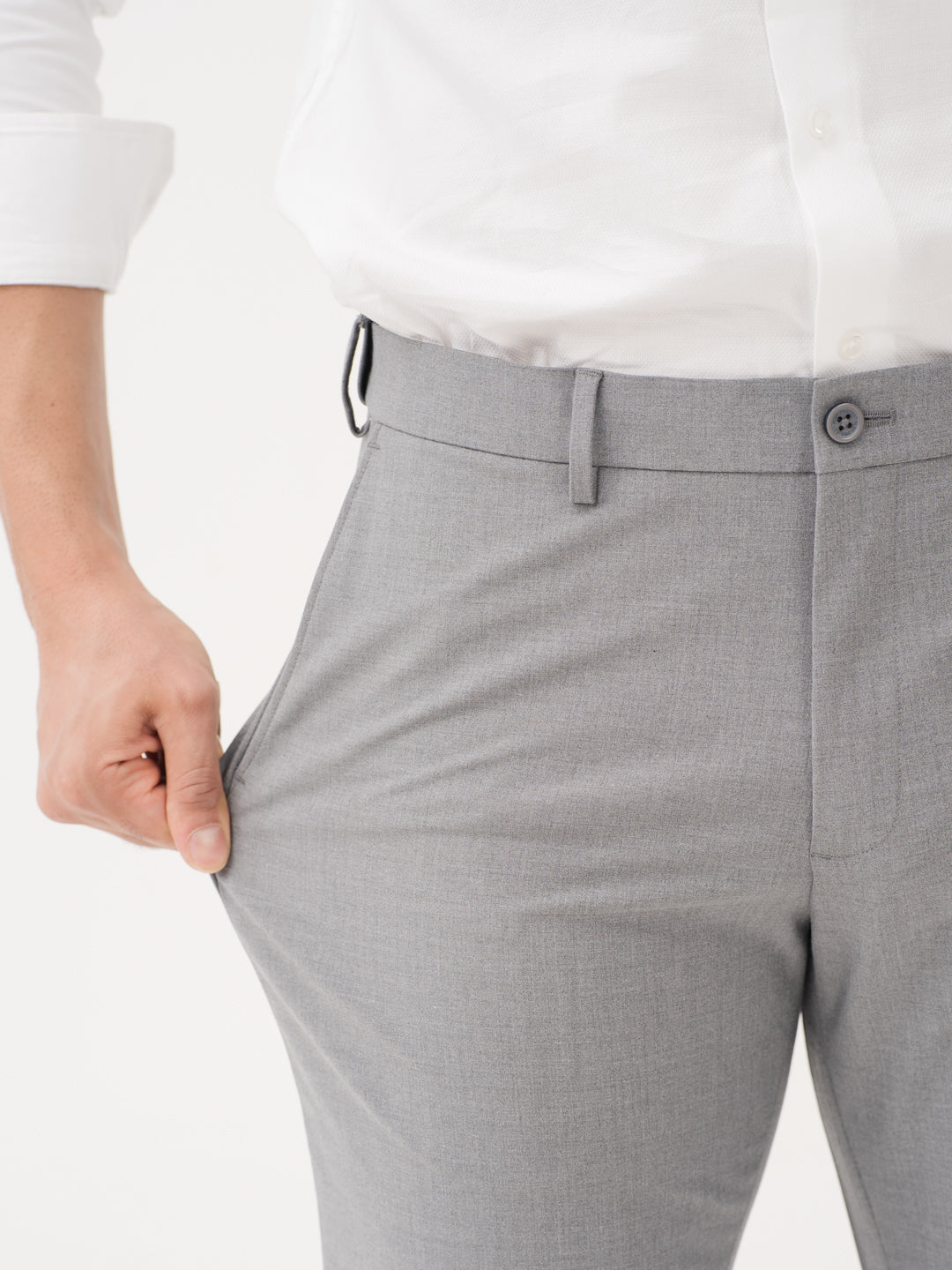 Effortless Grey Relaxed Fit Stretch Formal Pants