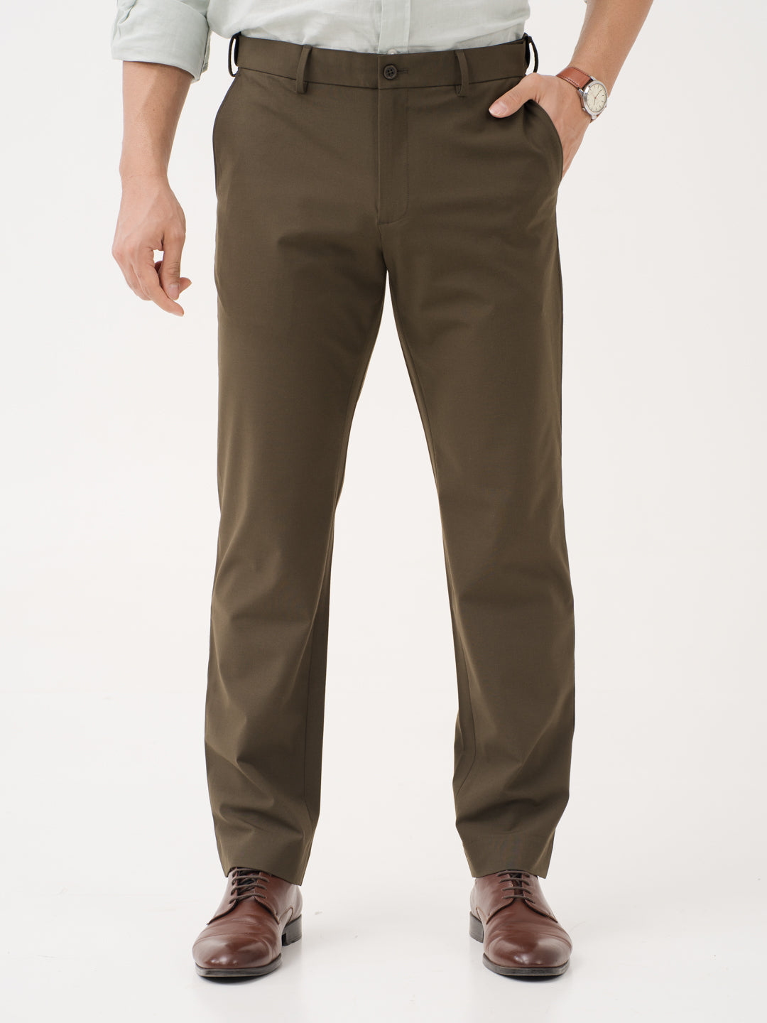 Always Olive Relaxed Fit Stretch Formal Pants