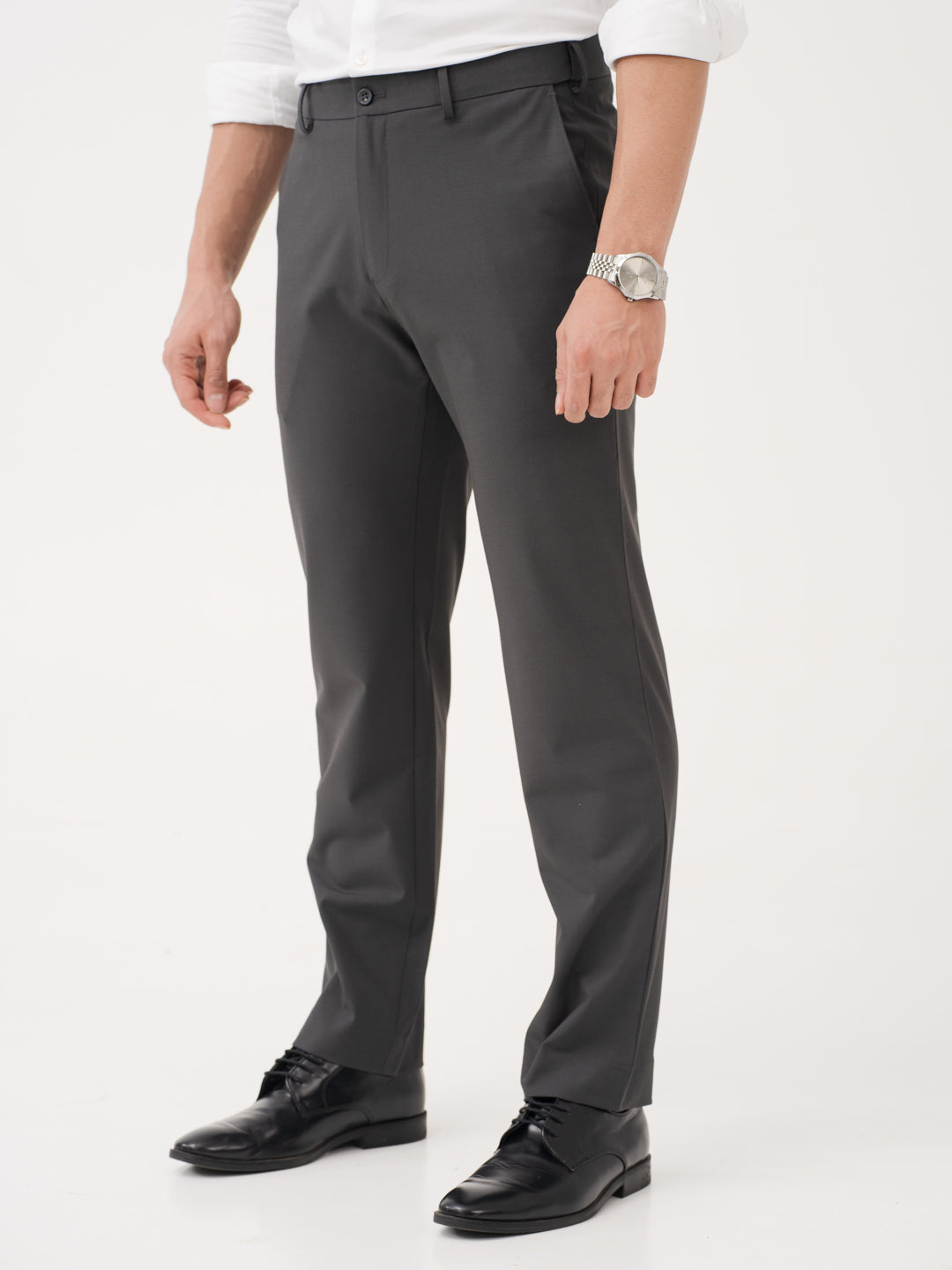 Timeless Grey Relaxed Fit Stretch Formal Pants
