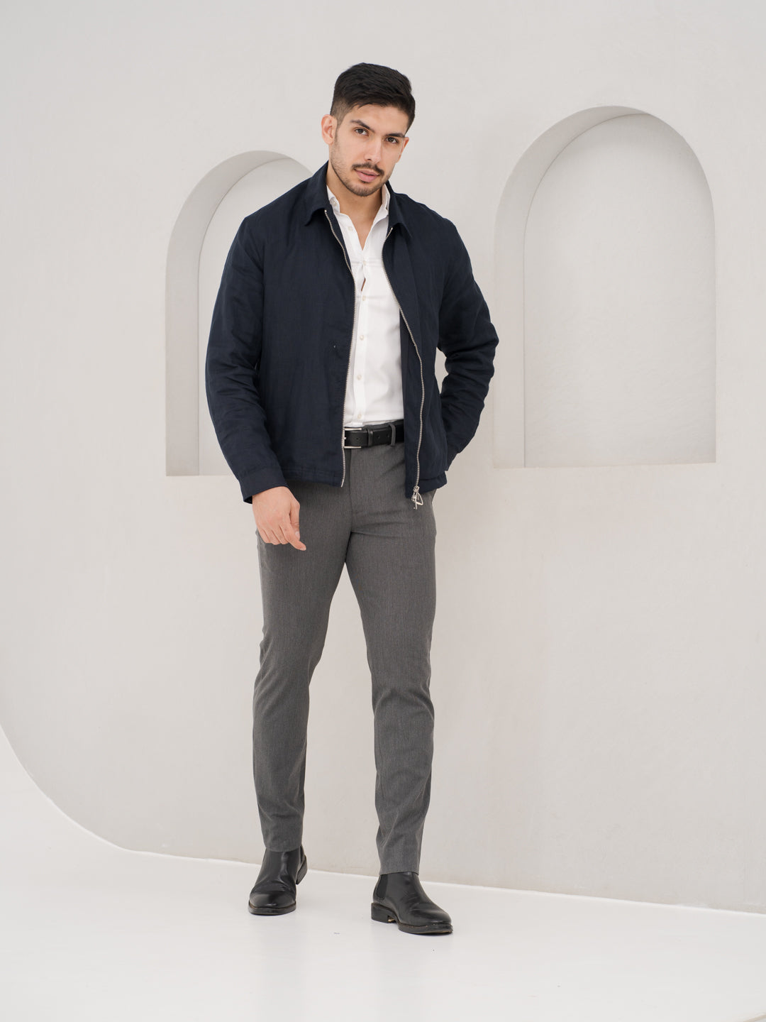 Noir Grey Twill Luxury Stretch Pants