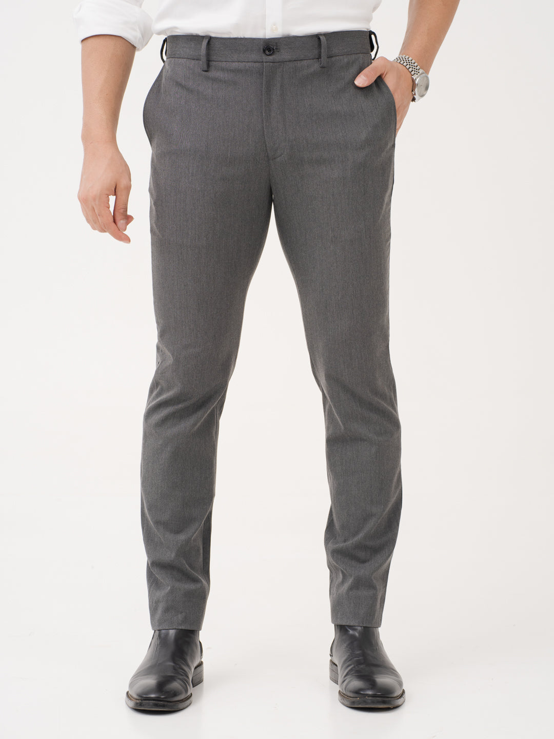 Noir Grey Twill Luxury Stretch Pants