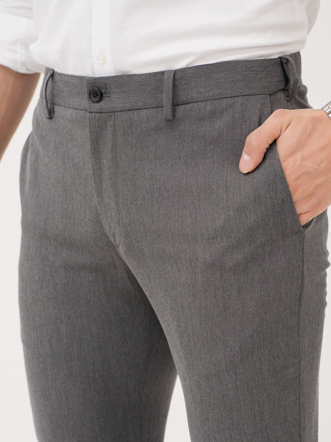 Noir Grey Twill Luxury Stretch Pants