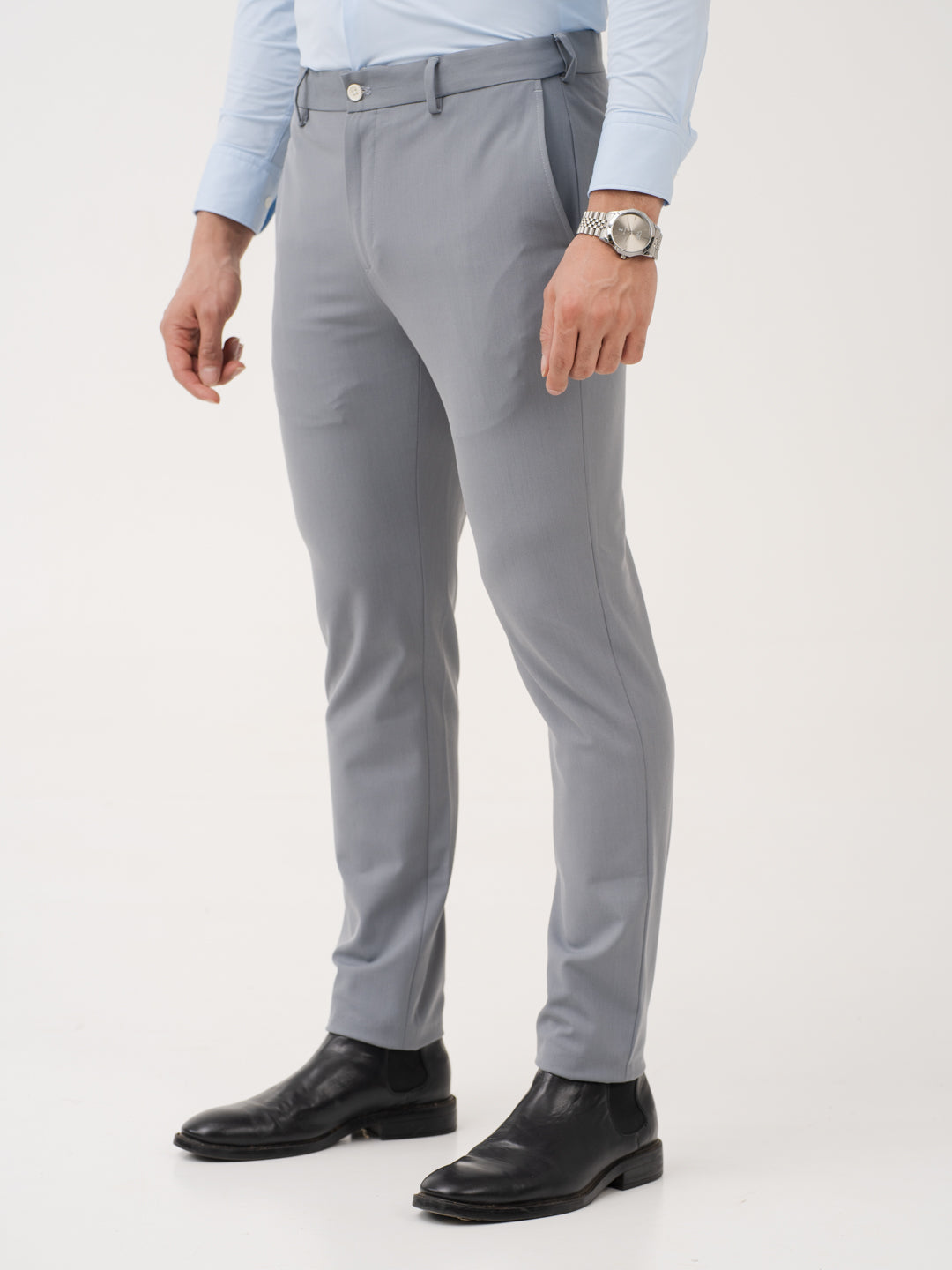 Titanium Grey Twill Luxury Stretch Pants