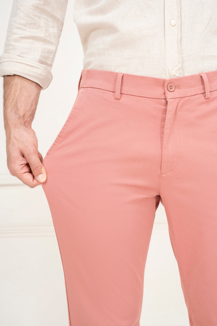 Dive Pink Slim Fit Stretch Chinos