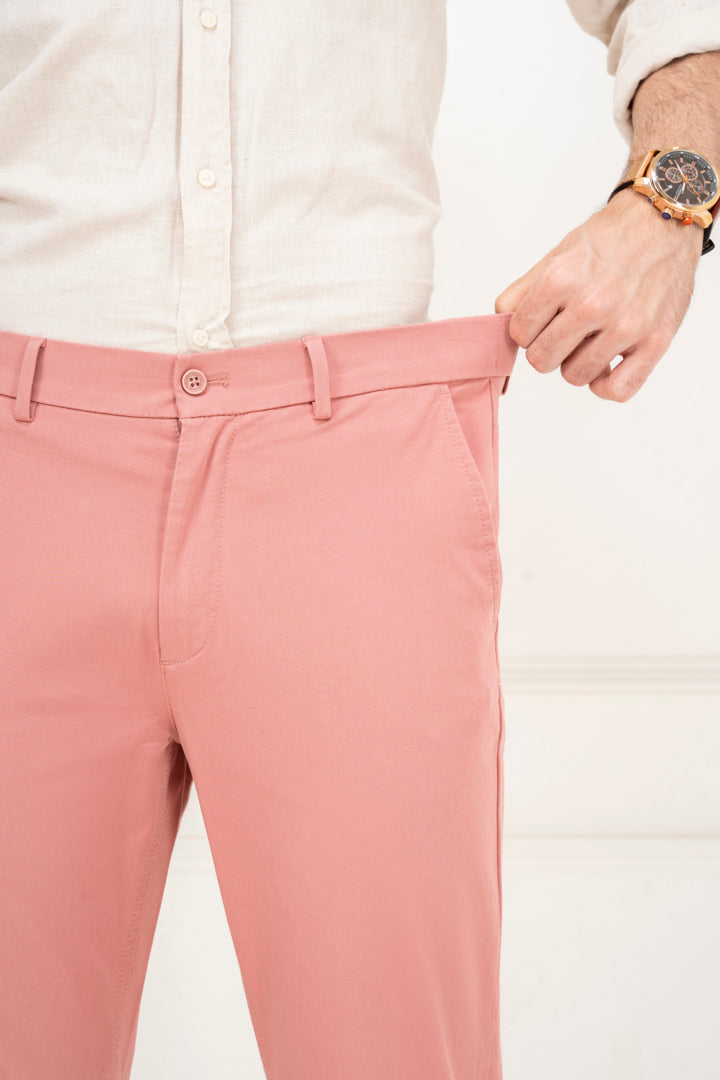 Dive Pink Slim Fit Stretch Chinos