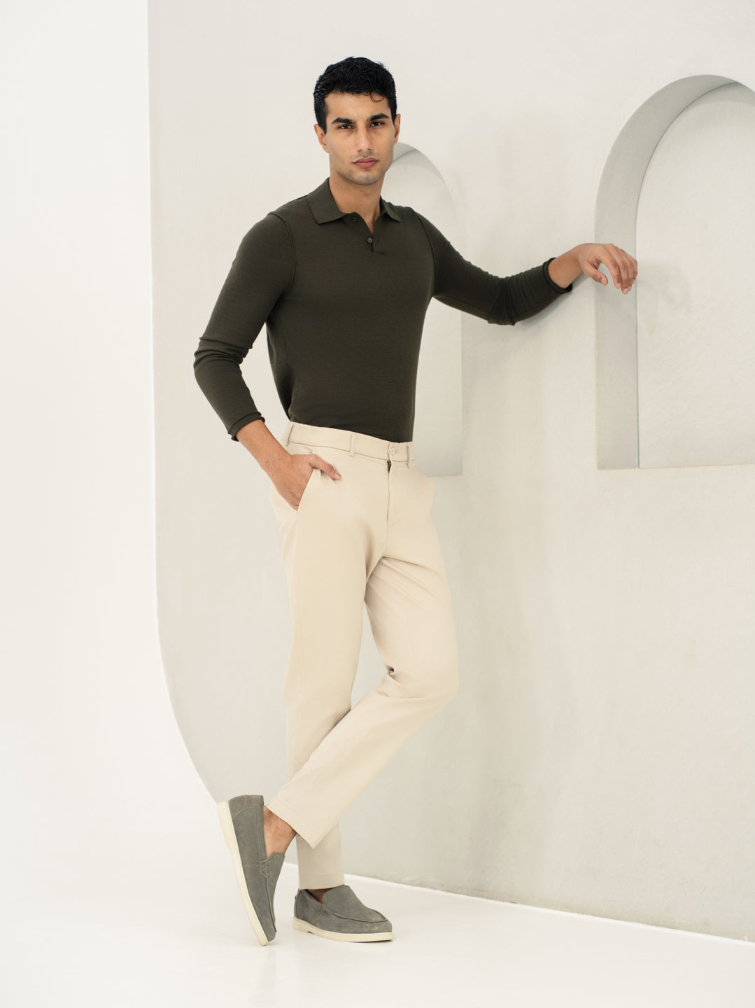 Weatherlock Cream Slim Fit Stretch Chinos