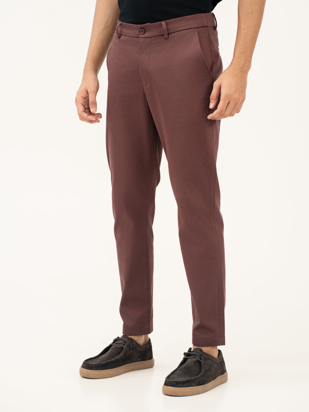 Nodrip Brown Slim Fit Stretch Chinos