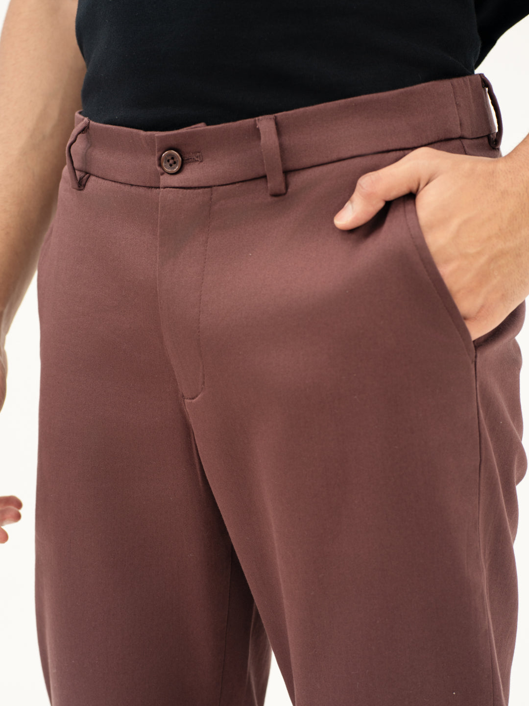 Nodrip Brown Slim Fit Stretch Chinos