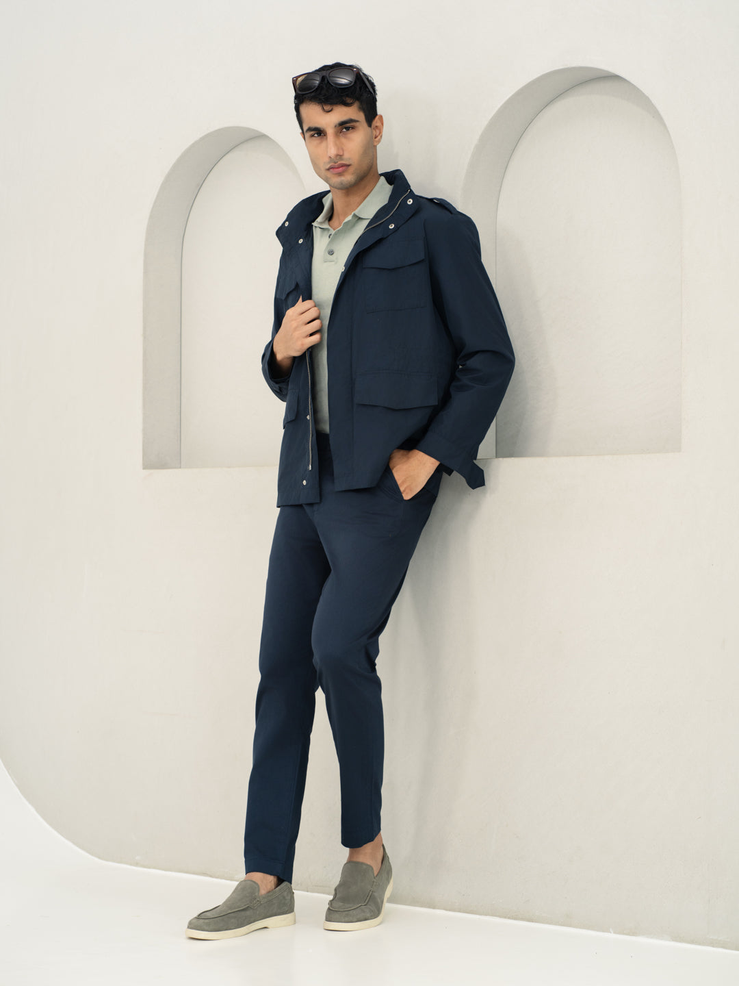 Hydrohalt Navy Slim Fit Stretch Chinos