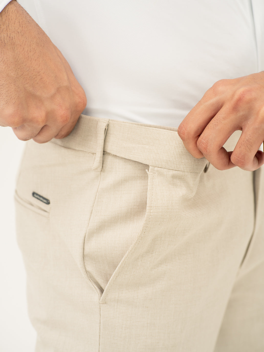 Stone Khaki Houndstooth Pants