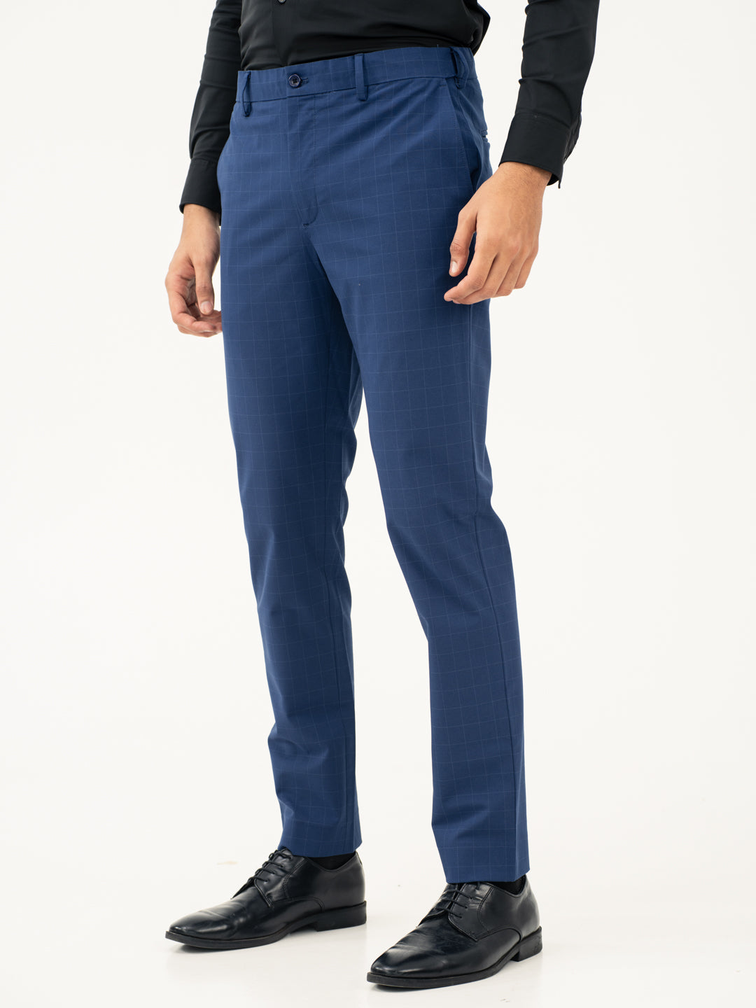 Electric Blue Checks Formal Pants