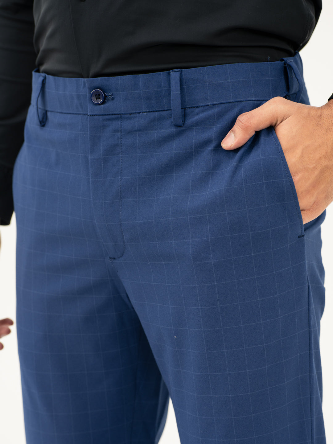 Electric Blue Checks Formal Pants