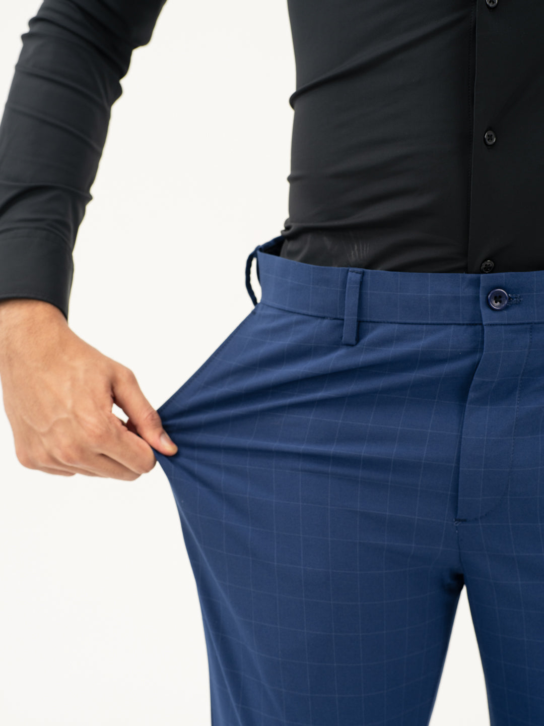 Electric Blue Checks Formal Pants