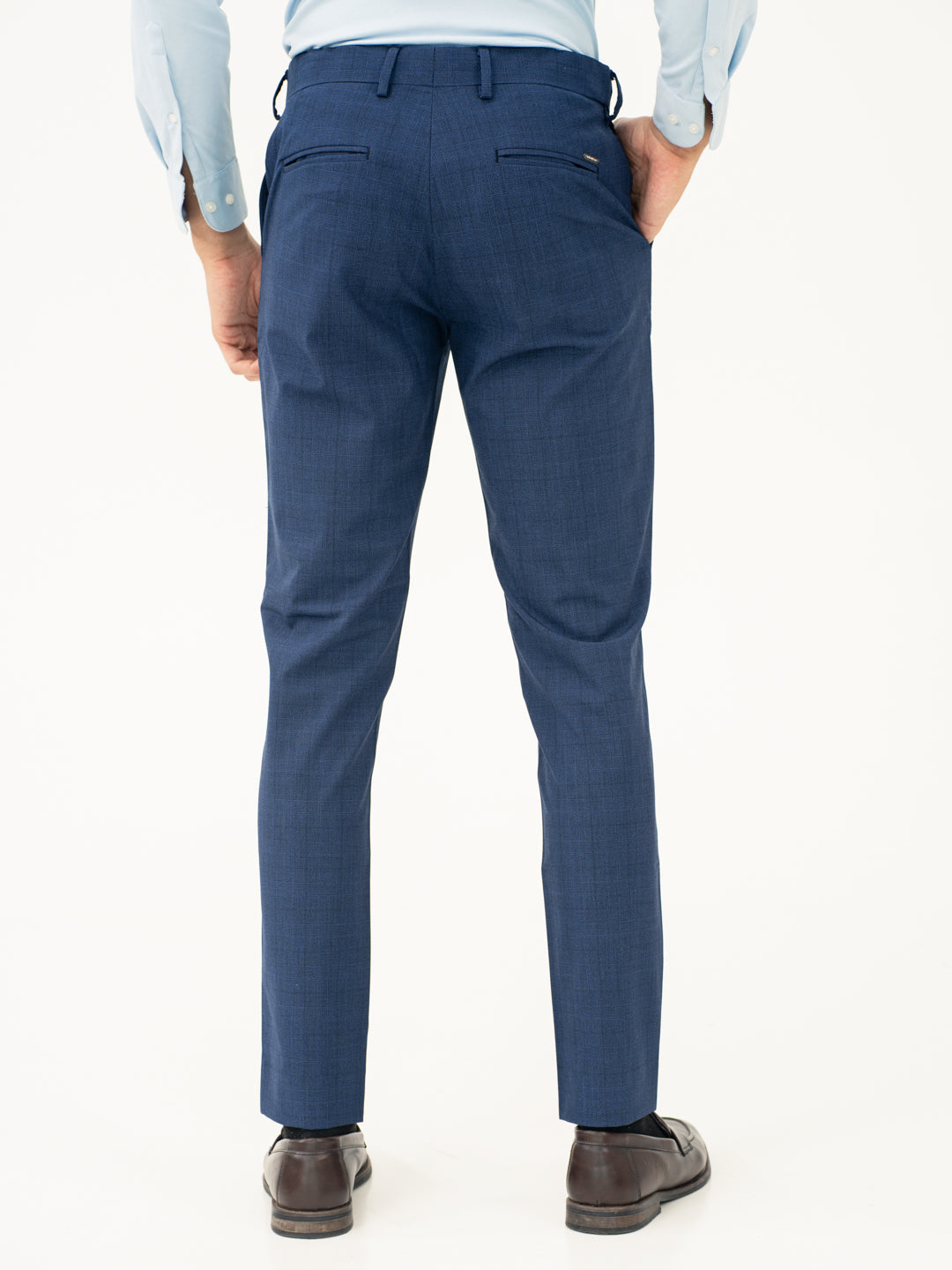 Azure Blue Checks Formal Pants