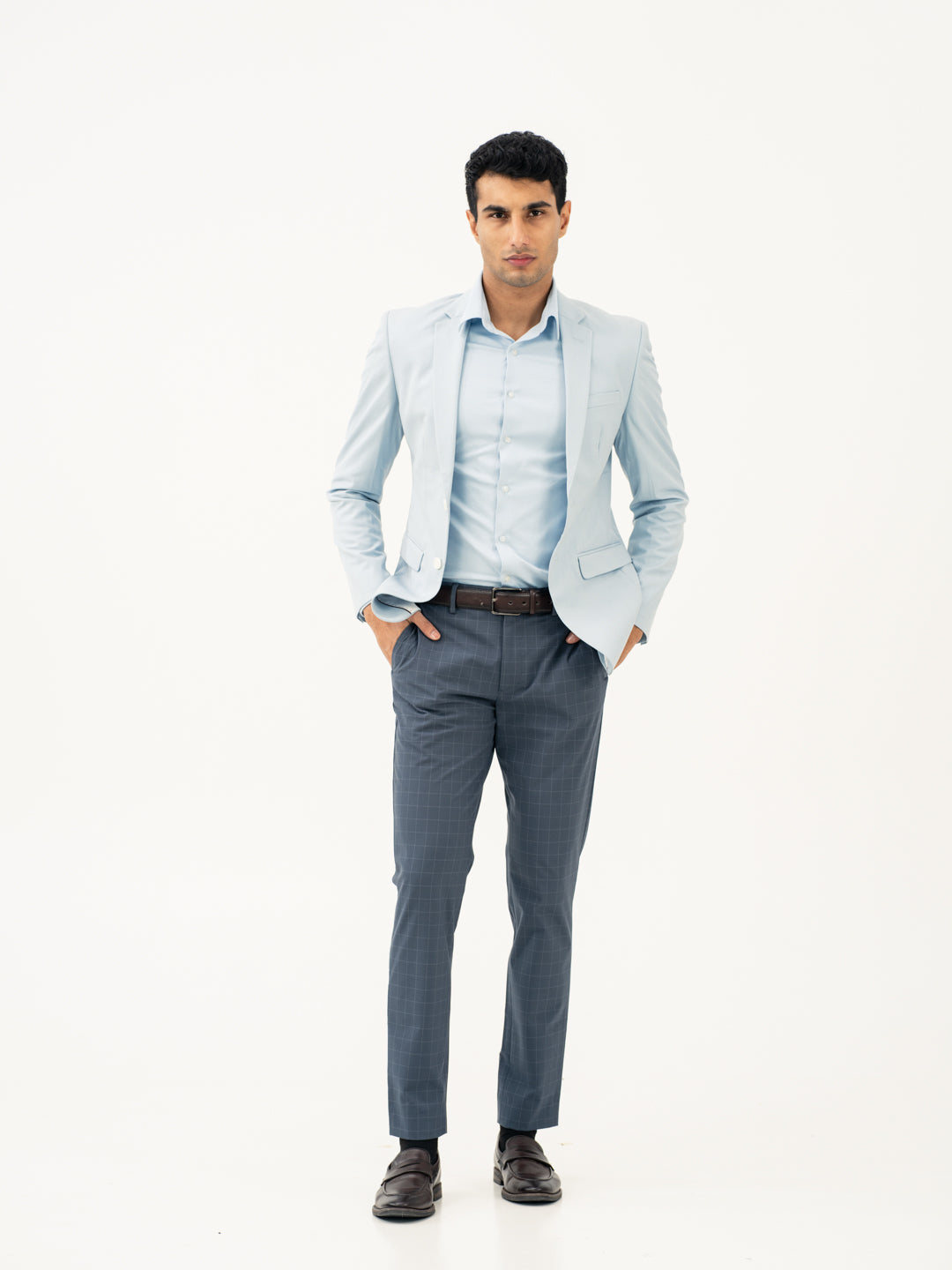Wolf Grey Checks Formal Pants
