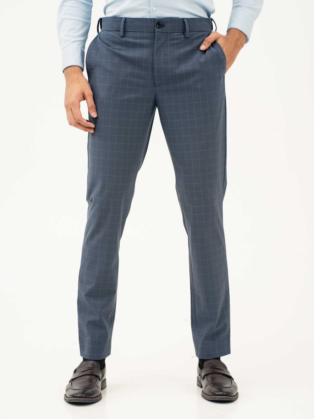 Wolf Grey Checks Formal Pants