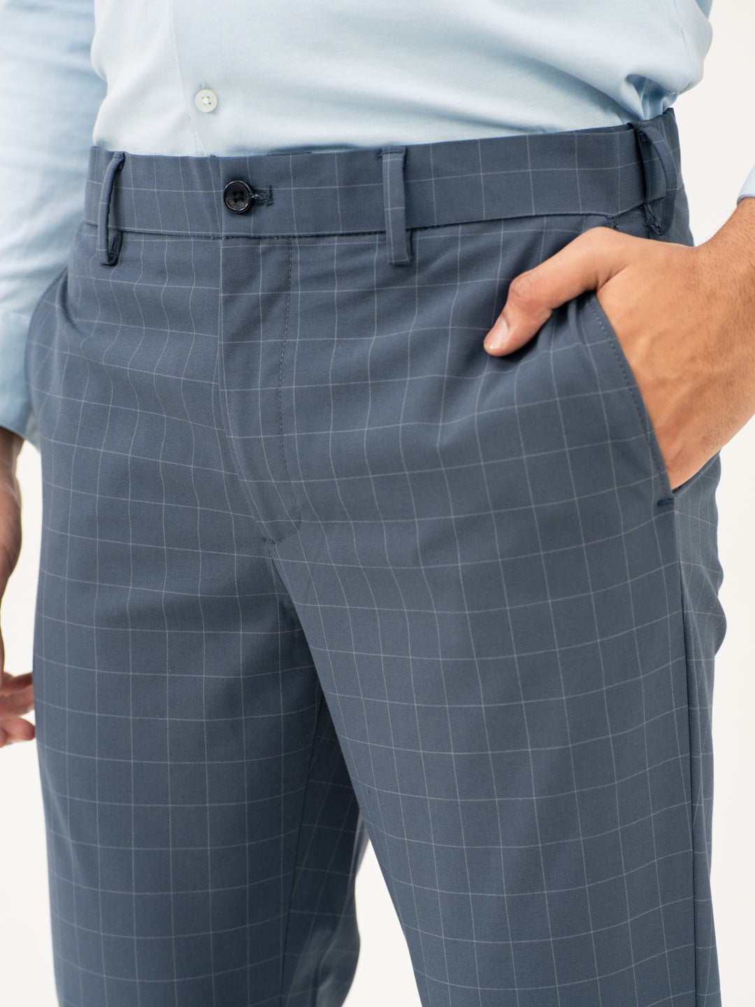 Wolf Grey Checks Formal Pants