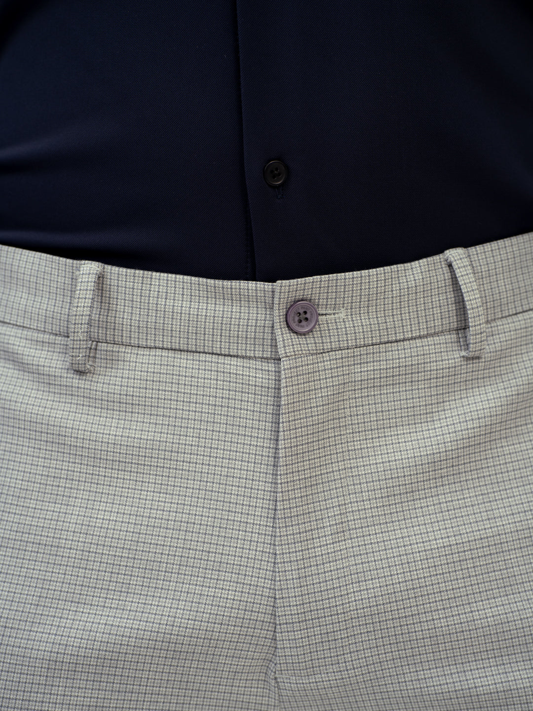 Marble Grey Micro Checks Stretch Pants