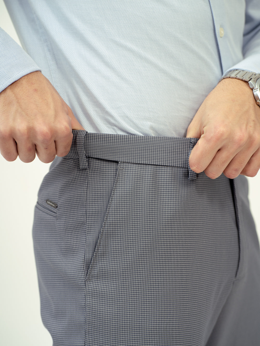 Drift Grey Mini Checks Stretch Formal Pants