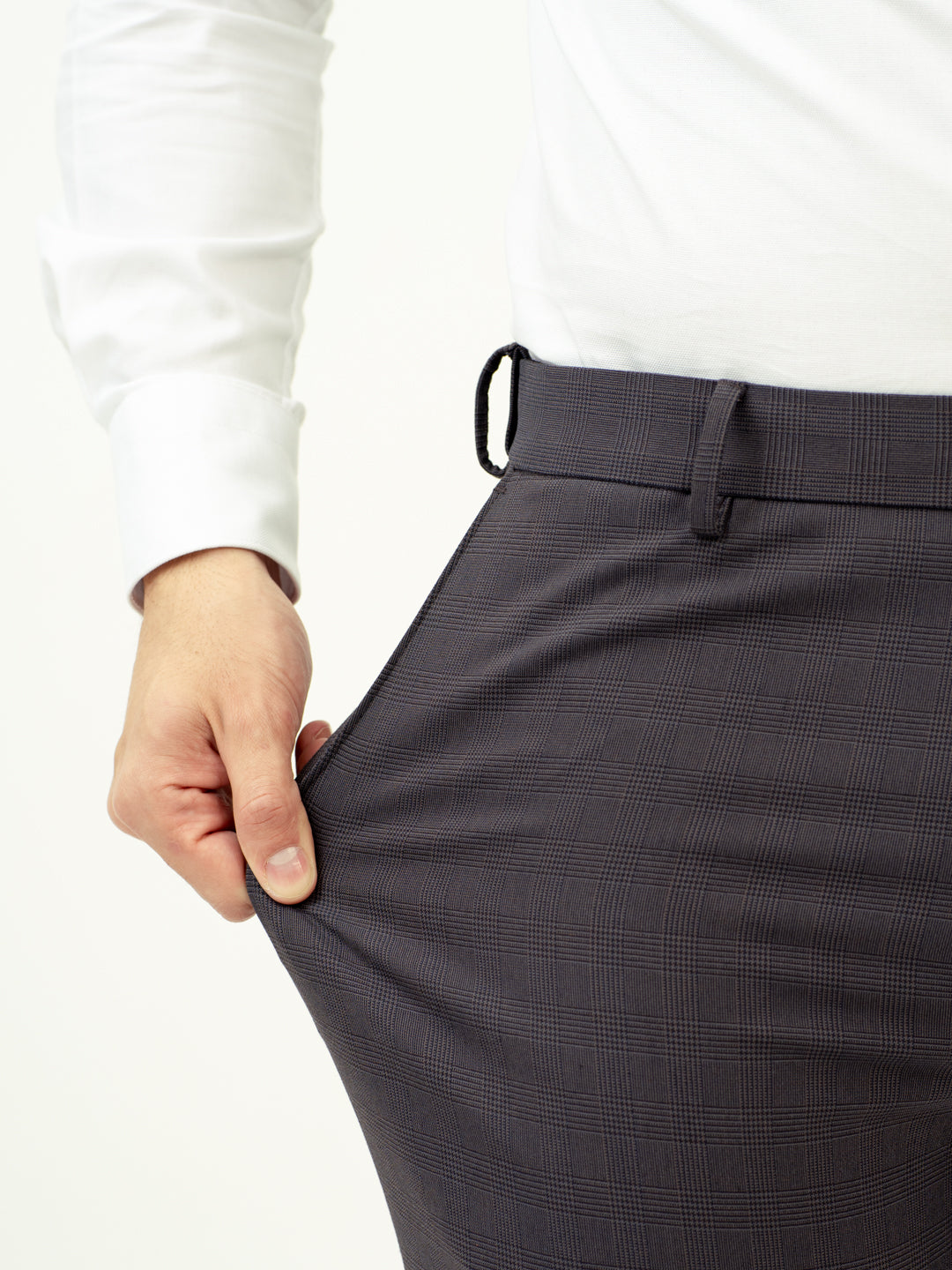 Molten Grey Checks Stretch Formal Pants