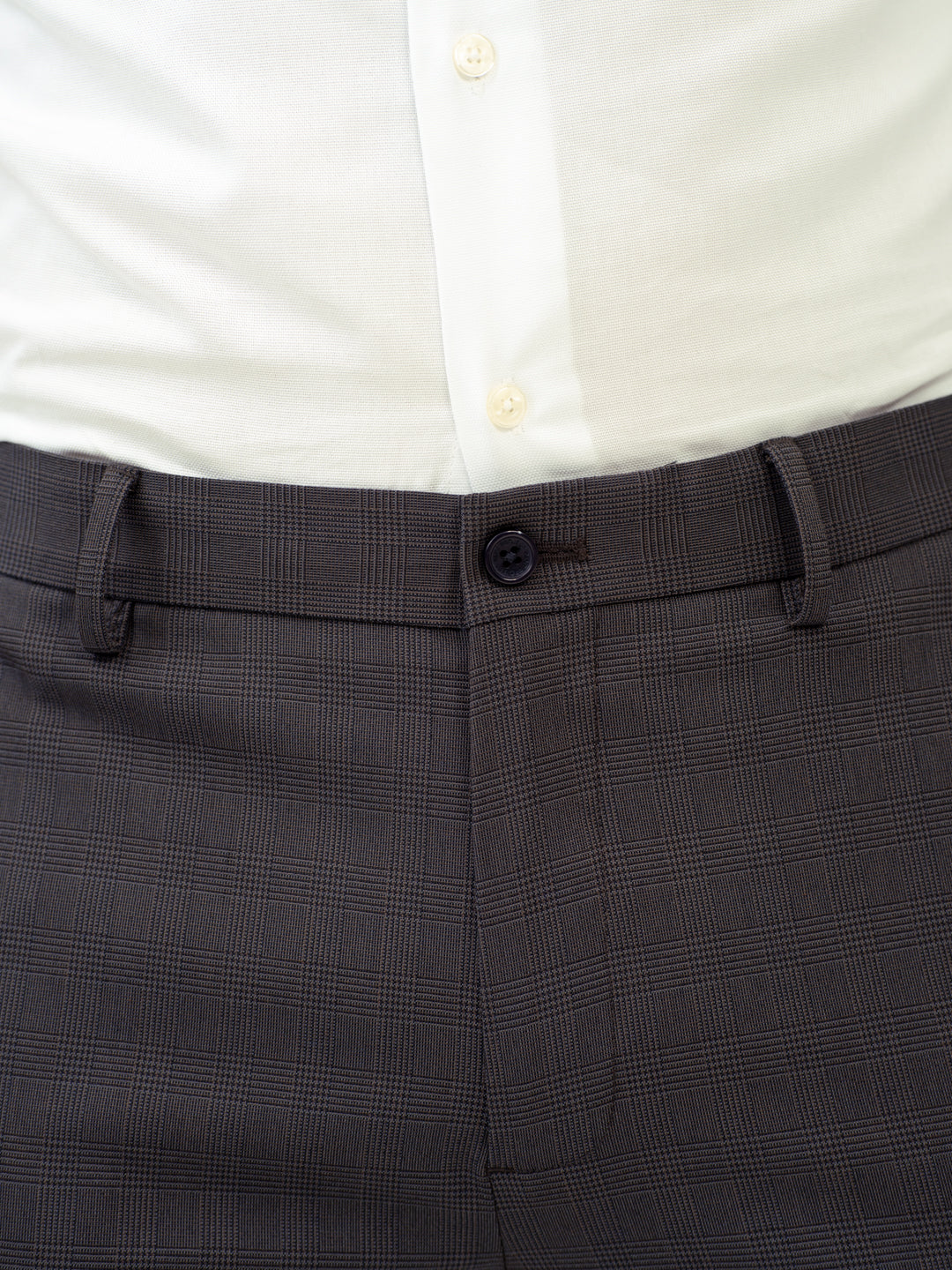 Molten Grey Checks Stretch Formal Pants