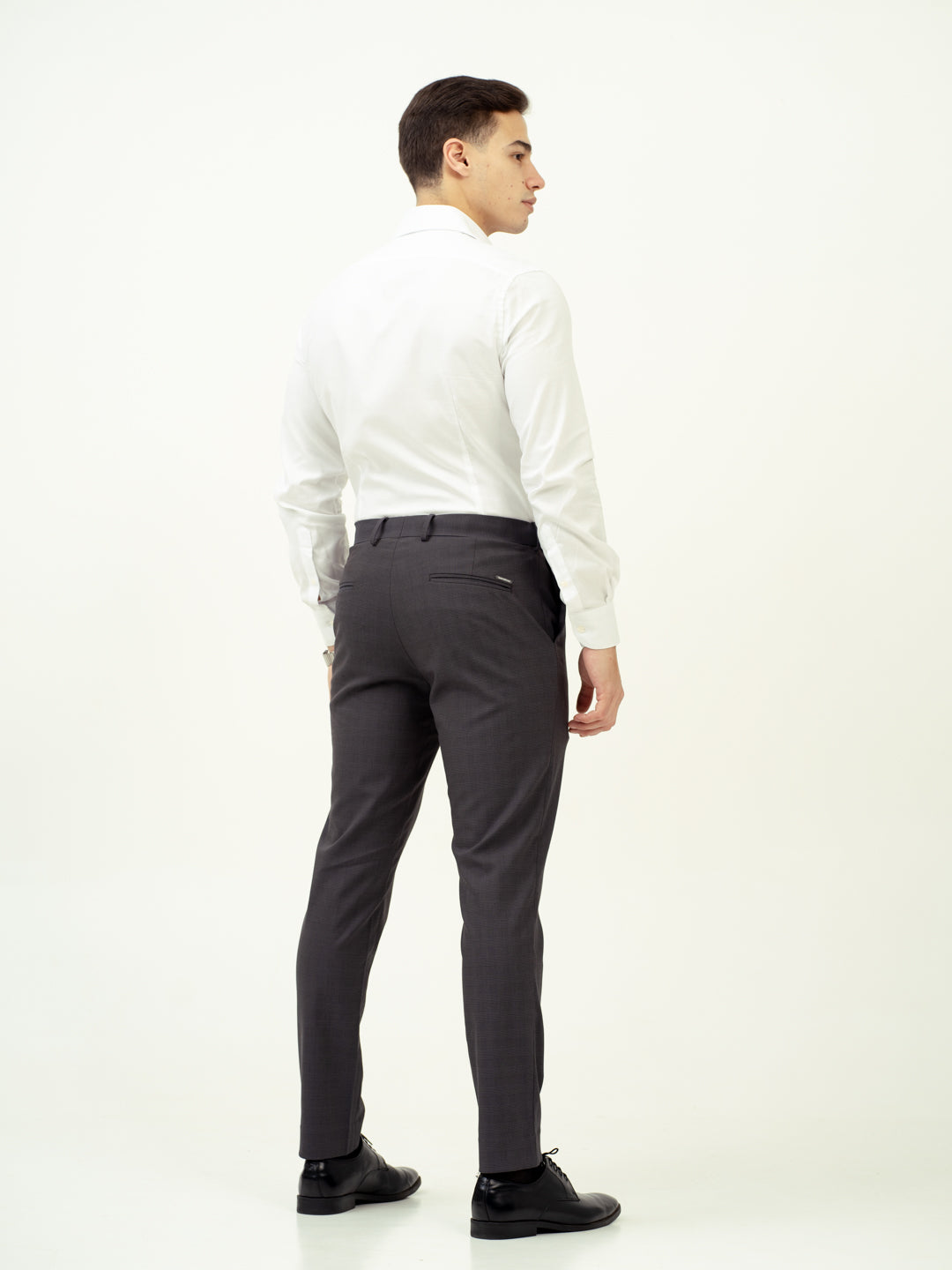 Molten Grey Checks Stretch Formal Pants