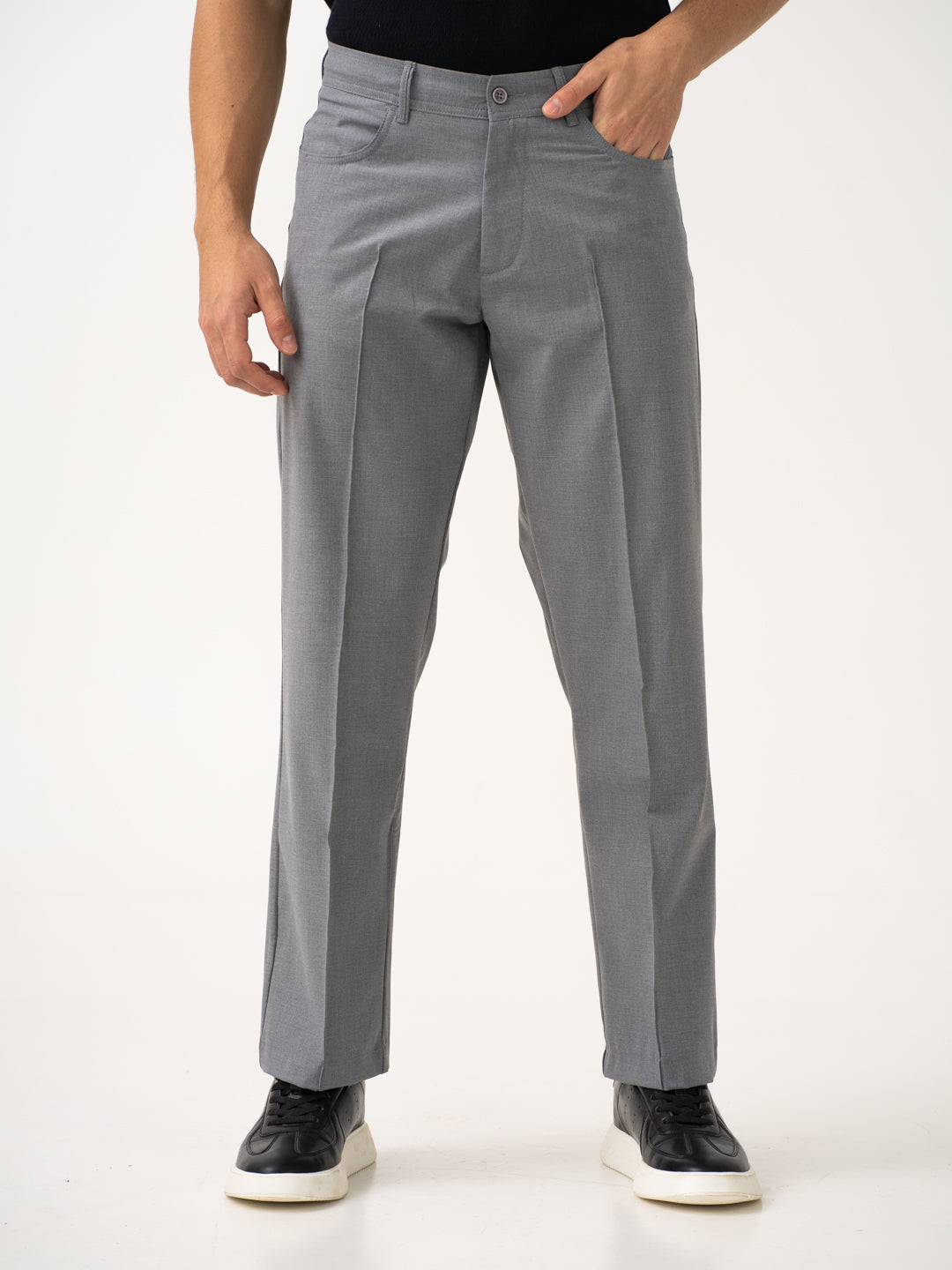 Haze Grey Relaxed Fit Korean Pintuck Pants