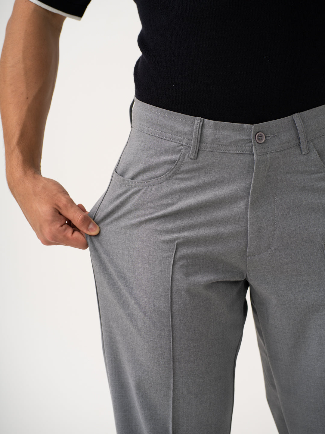 Haze Grey Relaxed Fit Korean Pintuck Pants