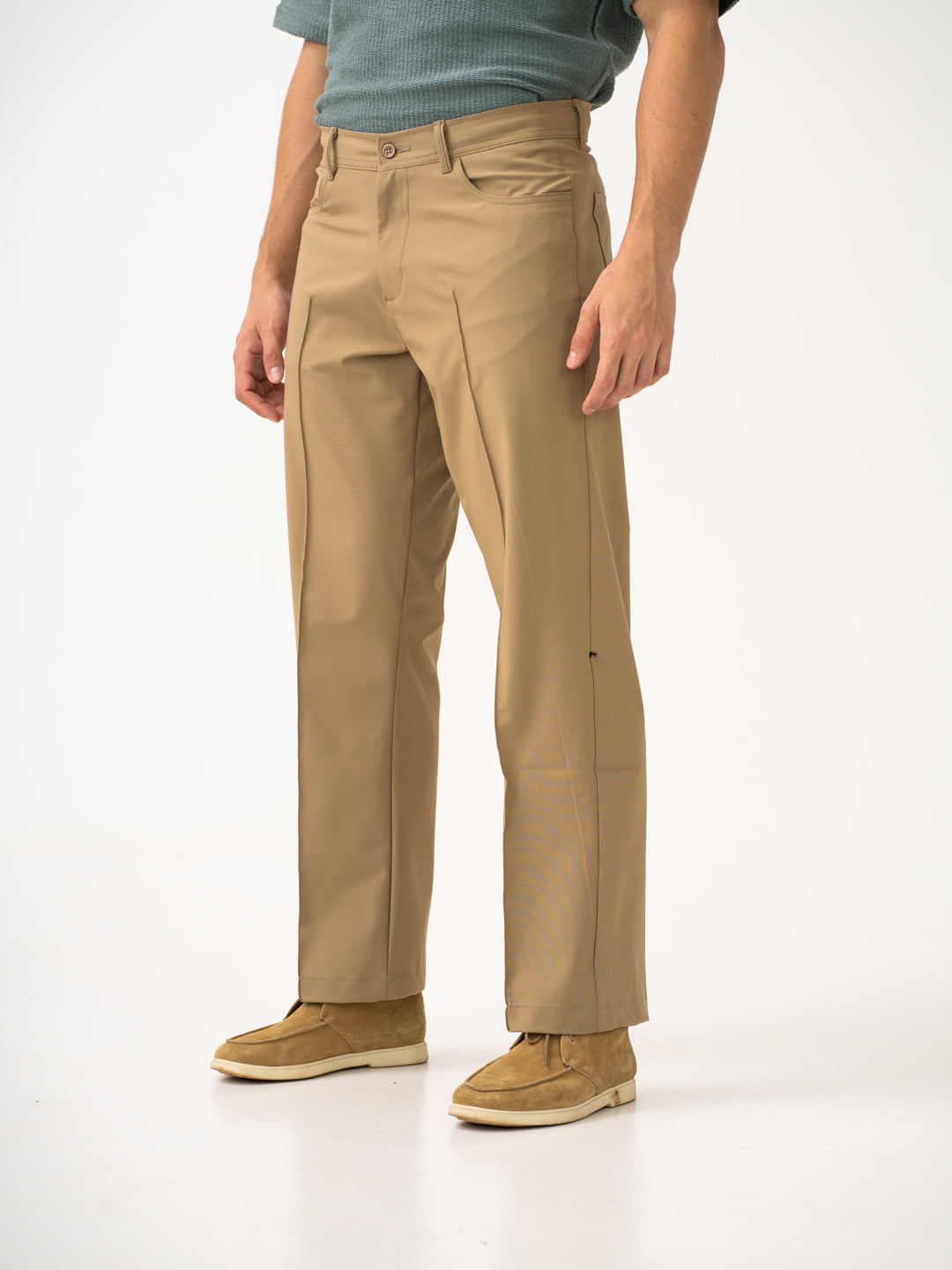 Pecan Khaki Relaxed Fit Korean Pintuck Pants