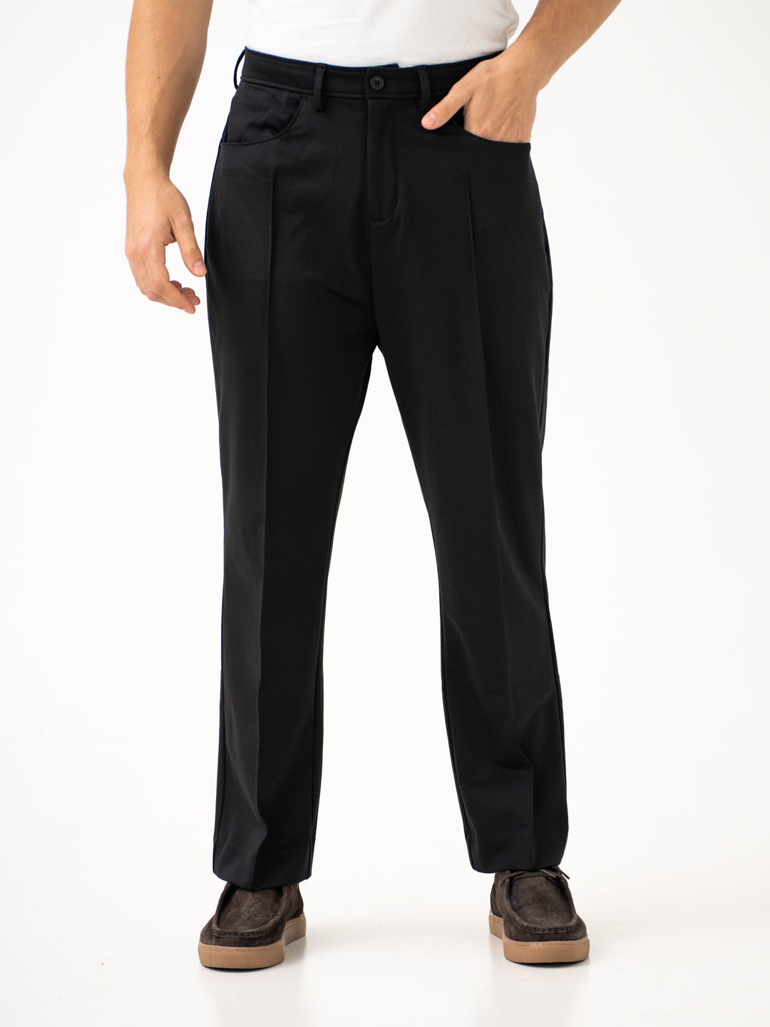 Gothic Black Relaxed Fit Korean Pintuck Pants