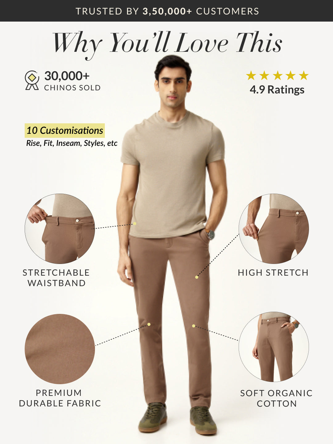 Fawn Khaki Stretch Chinos