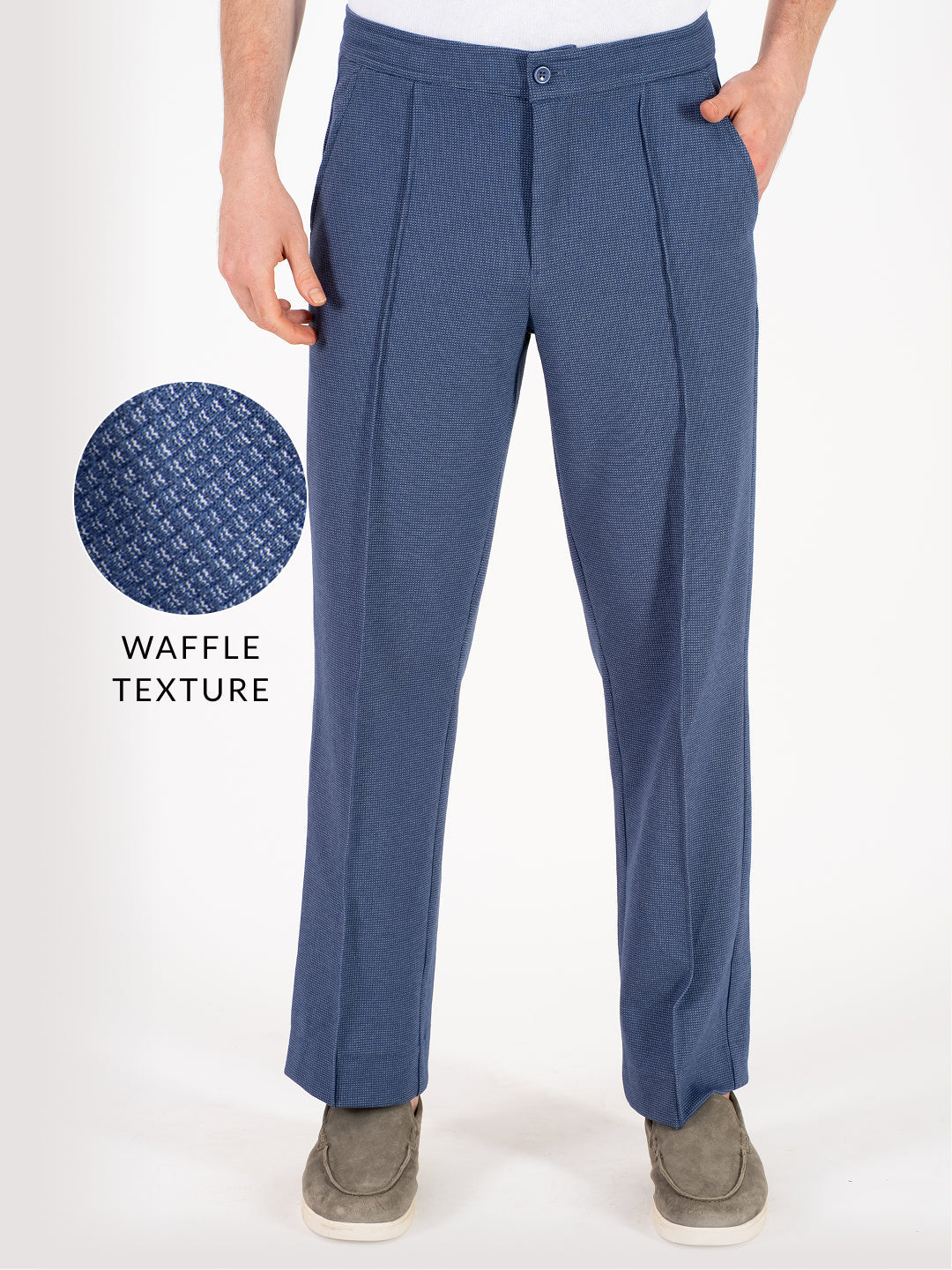 Kai Blue Relaxed Fit Power Stretch Korean Pintuck Pants