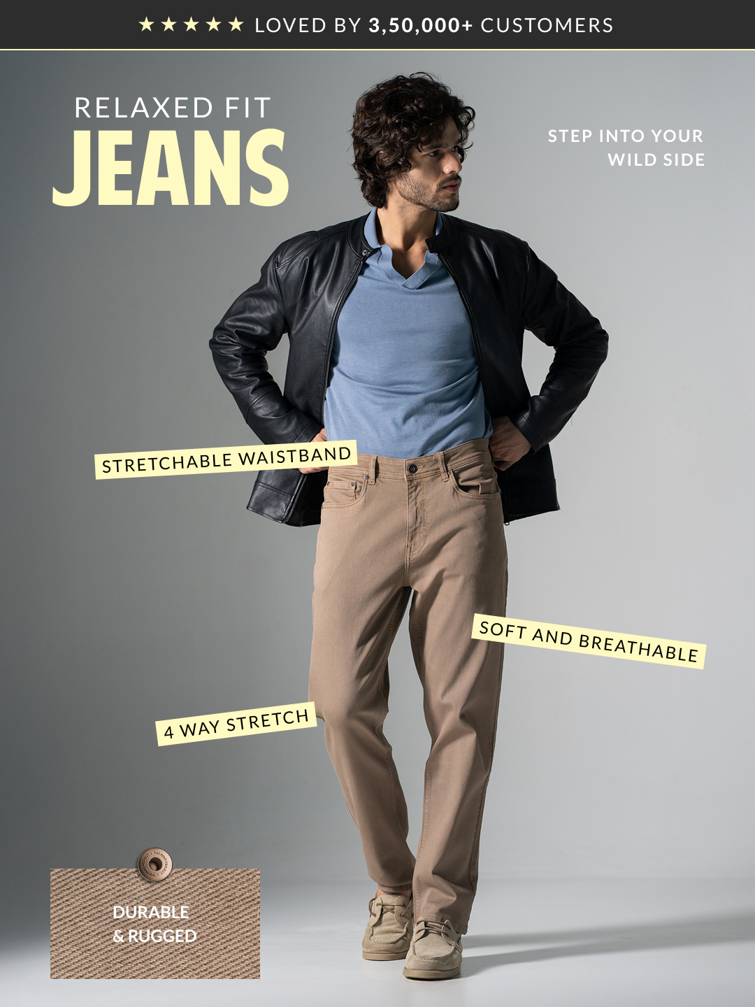 Rustwood Khaki Relaxed Fit Jeans