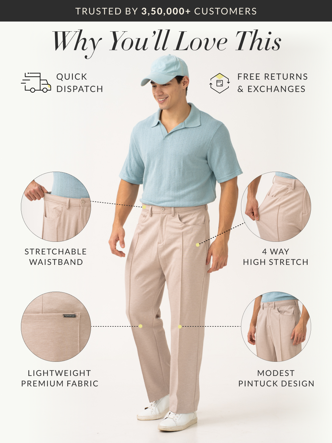 Tofu Beige Relaxed Fit Korean Pintuck Pants