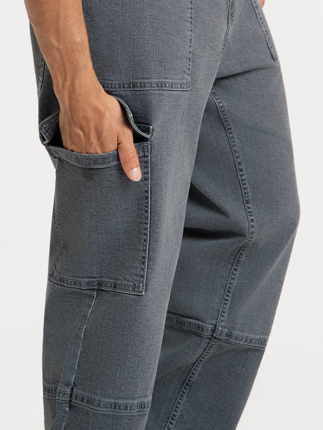 Trail Grey Relaxed Fit Denim Cargos