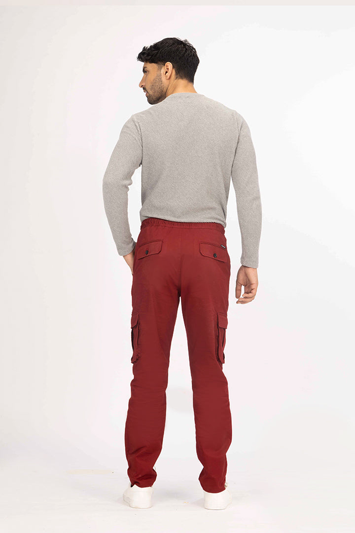 Cherry Red Stretch Cargo Pants