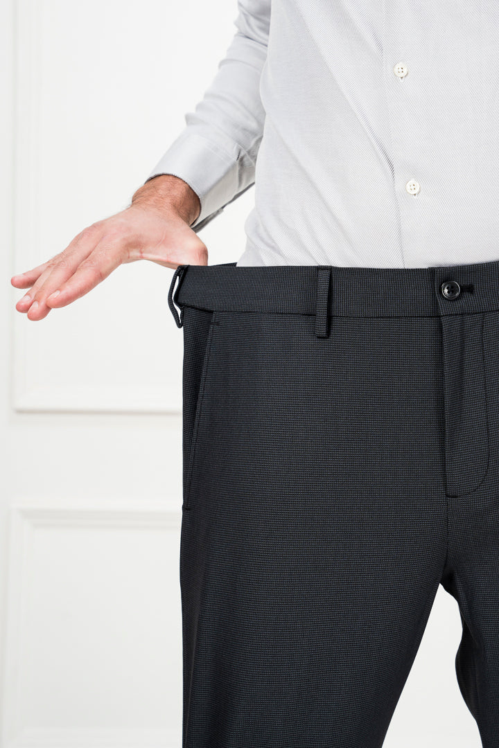New York Black Micro Checks Stretch Pants