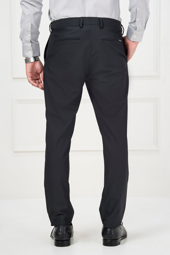 New York Black Micro Checks Stretch Pants