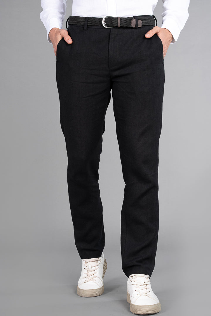 Natural Black 100% Linen Pants