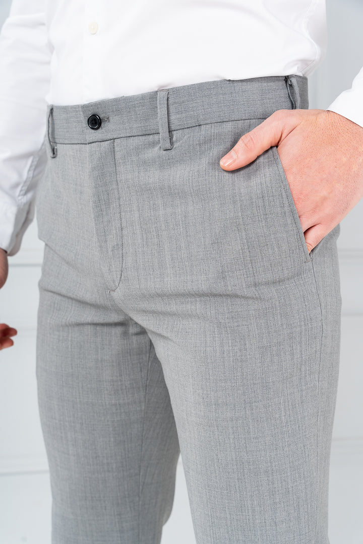 Misty Grey Melange Merino Wool Pants