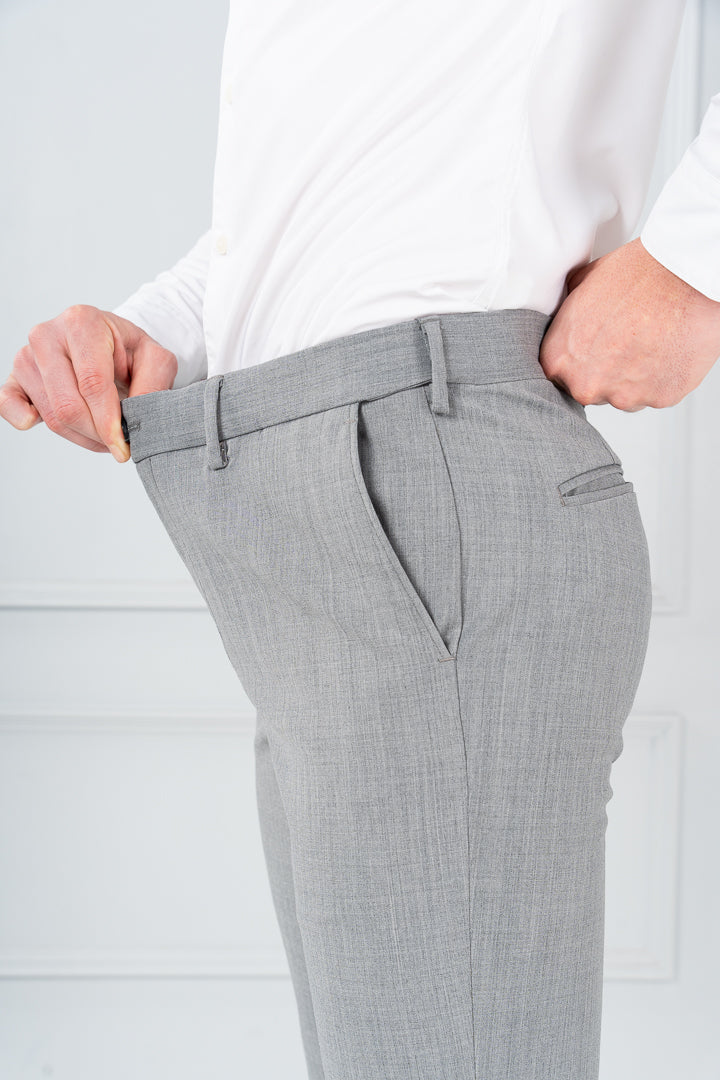 Misty Grey Melange Merino Wool Pants