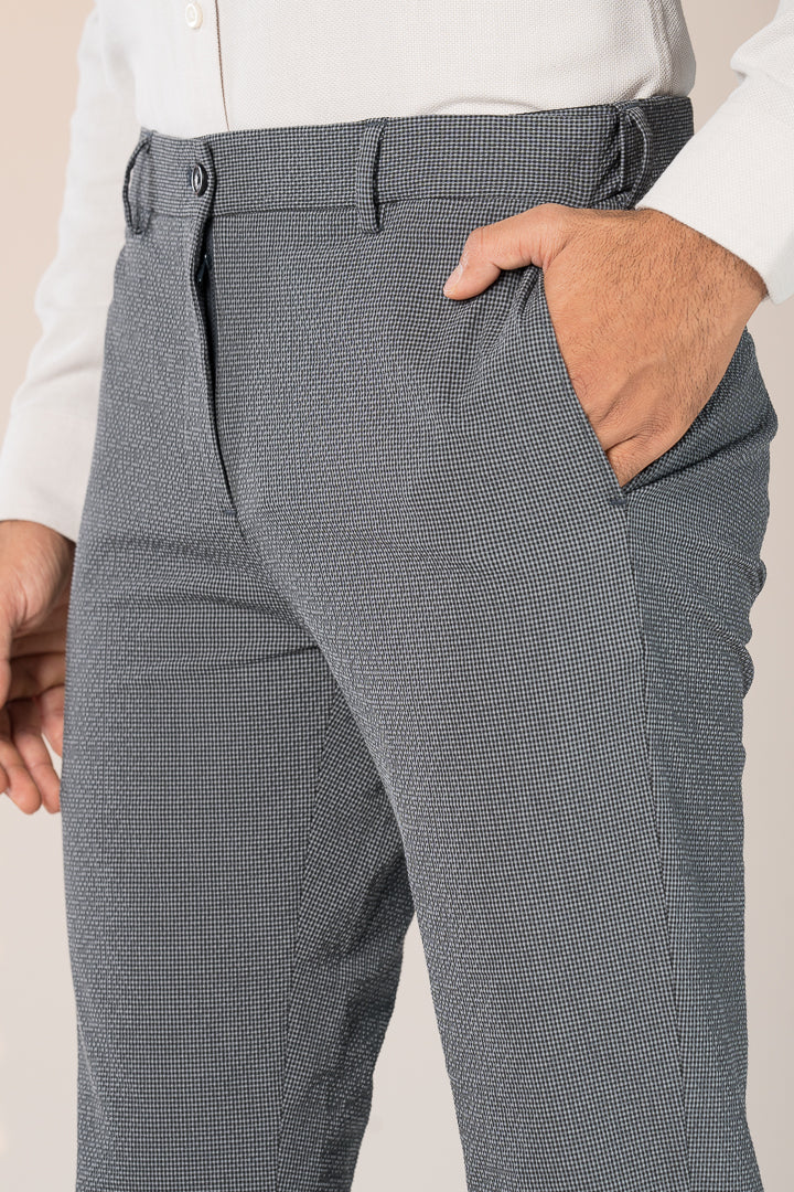 Moon Grey Checks Seersucker Pants