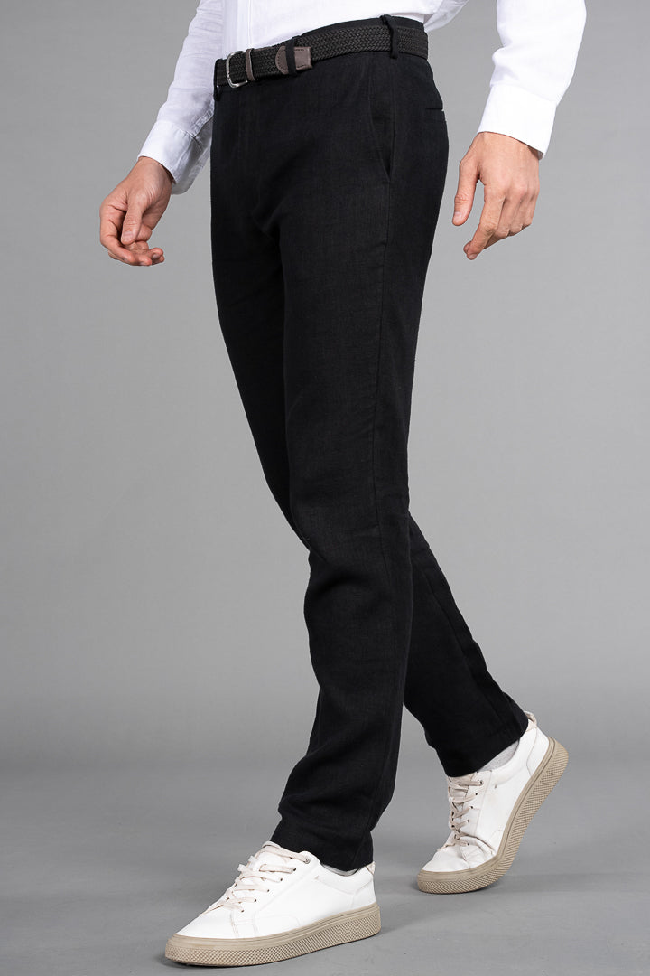 Natural Black 100% Linen Pants