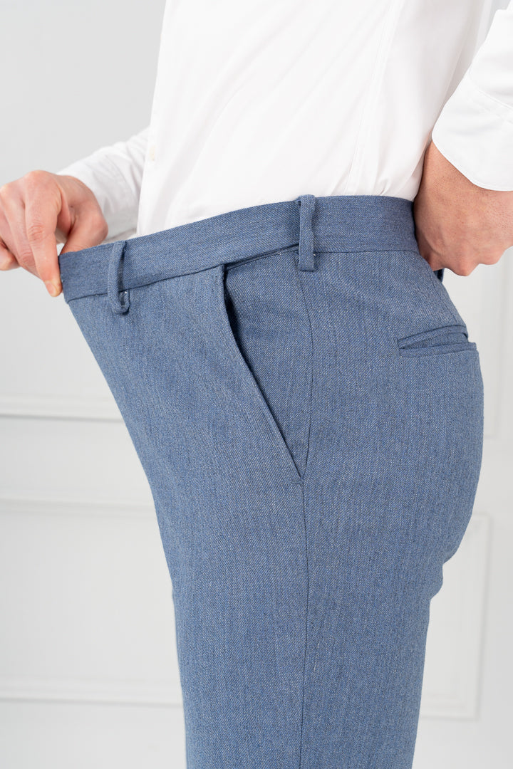 Marina Blue Merino Wool Twill Pant
