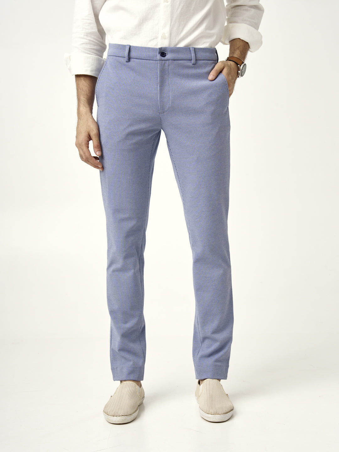 Scottish Blue Houndstooth Power-Stretch Pants