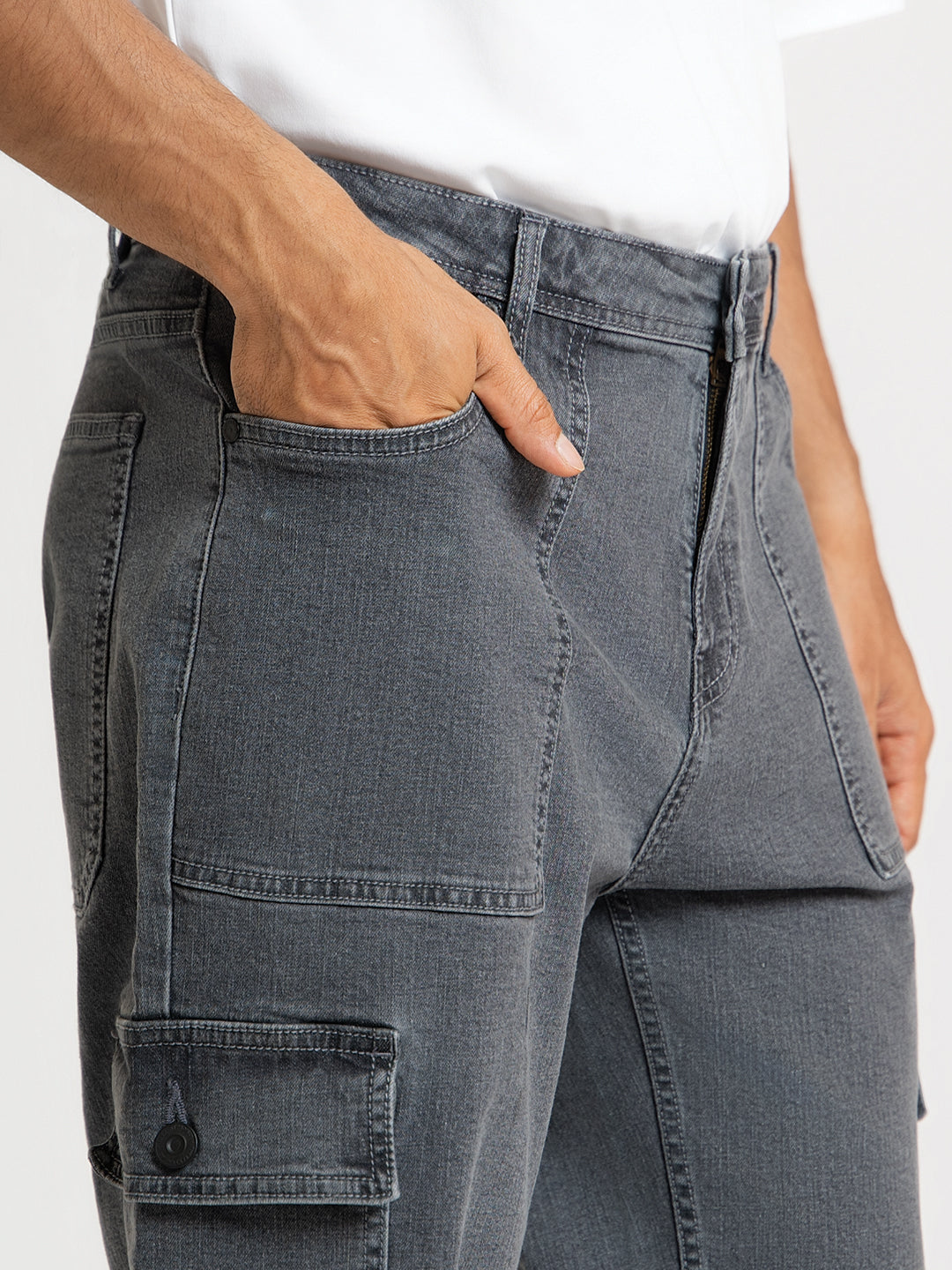 Trail Grey Relaxed Fit Denim Cargos