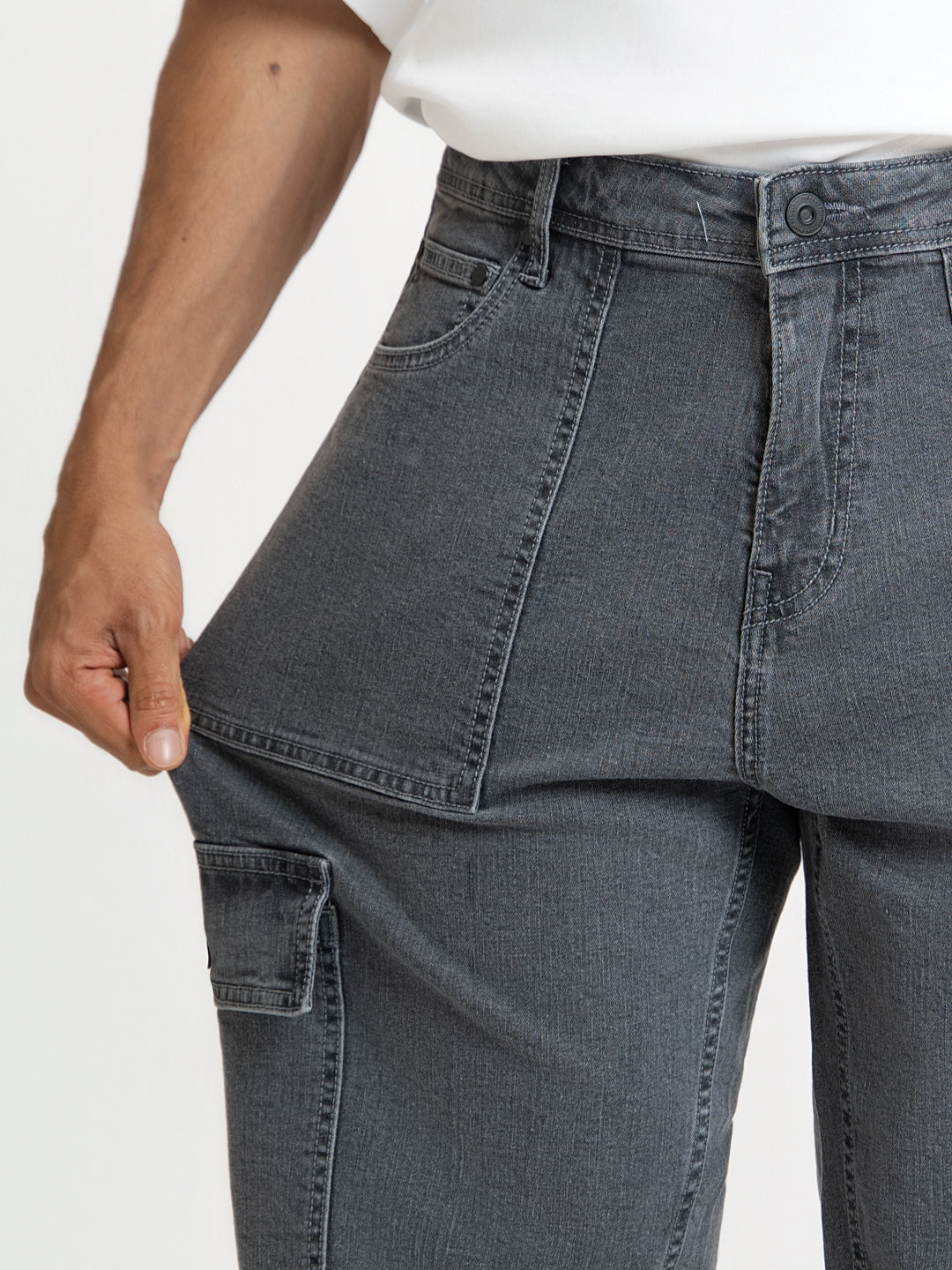Trail Grey Relaxed Fit Denim Cargos